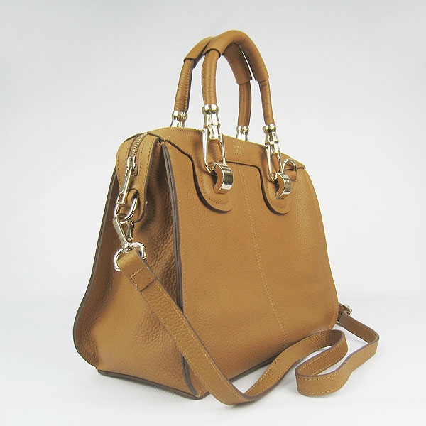 Fake Hermes New Arrival Double-duty leather handbag Light Coffee 60669